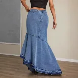 Slim Fit Long Denim Mermaid Skirt High Waist Butt Lifting Elegant Design Perfect for Casual and
