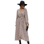 Long Sleeve Leopard Print Dress Elegant Design Comfortable Fabric Trendy Style Perfect for Fall