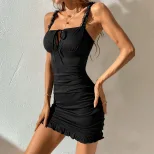 Lace Bodycon Dress Sexy Hollow Design Spaghetti Straps Elegant Style Perfect for Parties and Spe