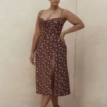 Floral Print Backless Bodycon Midi Dress Plus Size Sleeveless Slim Fit Comfortable Fabric Summer