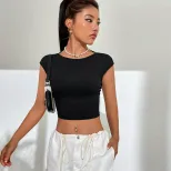 Womens Sexy Backless T Shirt Short Sleeve Sweet and Spicy Style Spring Summer Fashion Wholesale