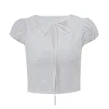 French Style Womens V Neck Short Sleeve Top Sweet Slim Fit Casual Spring Collection Wholesale Av