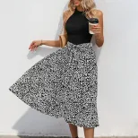 Sleeveless Color Block Dress Black and White Floral Print Elegant Casual Wear for Summer Wholesa