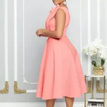 Plus Size Womens Summer Dress Sexy Asymmetrical Neckline High Waist Pleated Design Evening Party