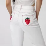 High Waisted Embroidered Denim Trousers Straight Leg Womens Fashion Casual Style Wholesale Avail