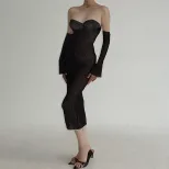Summer Lace Strapless Bodycon Dress Elegant Fit Sexy Design with Sleeves Perfect for Parties and