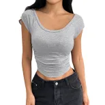 Womens Slim Fit Short Sleeve T Shirt Minimalist Design Versatile Summer Style Comfortable Fabric