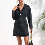 Elegant Denim Dress Trendy Style Chic Fit Versatile for Casual or Formal Occasions Wholesale Ava