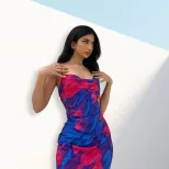 Summer Womens Dress Sexy Floral Print Ruffled Neckline Backless Midi Length Casual or Party Wear