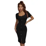 Cotton Ribbed Off Shoulder Bodycon Dress Sexy Spring Summer Comfortable Fit Wholesale Available