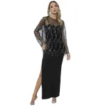 Sequin Fringe Cover Up and Cami Maxi Dress Set Stylish Elegant Lightweight Perfect for Autumn Ev