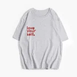 Womens Cotton T Shirt Casual Loose Fit Round Neck Summer Essential Letter Print Wholesale Availa