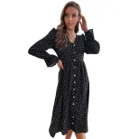 Black Polka Dot Long Sleeve Dress Elegant Design Autumn Fashion Comfortable Fit Wholesale Availa