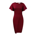 Plus Size Womens Pencil Dress Fashionable Elegant Ruffle Sleeve Bodycon Office Wear Casual Event