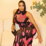 Bodycon Floral Print Maxi Dress Slim Fit Sexy Strapless Hollow Out Design Evening Wear Wholesale