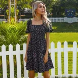 Floral Ruffle One Shoulder Dress French Country Style Pleated Design Lightweight Fabric Perfect
