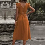 Womens Bohemian Maxi Dress Sexy Backless Waist Cinching Flowy Design Perfect for Vacations and S