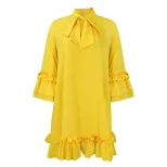 Plus Size Casual Dress Loose Fit Ruffle Sleeve Solid Color Perfect for Summer Outings Wholesale