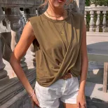 Womens Sleeveless Loose Tank Top Solid Color Casual Style Perfect for Summer Wear Wholesale Avai