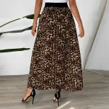Pleated Midi Skirt Leopard Print Fashionable Spring Fall Style Wholesale Available OEM ODM servi