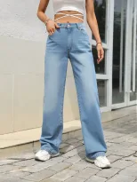 Vintage Wide Leg Denim Pants Loose Fit Retro Style High Waist Casual Wear for Women Wholesale Av