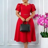 Plus Size Elegant High Waist Dress Summer Fashion African Print Comfortable Fabric Wholesale Ava