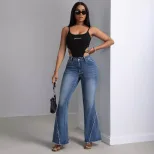 High Waisted Slim Fit Stretch Flare Jeans Versatile Design for Women Perfect for Casual Wear Who