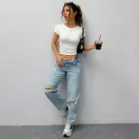 Knit Crop Top Sexy Cross Back Design Slim Fit Trendy Style Perfect for Spring Summer Occasions W