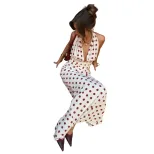 Summer Womens Dress Fashionable Polka Dot Print Sexy Halter Neck Backless Bodycon Maxi Perfect f