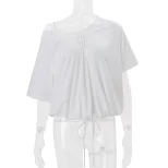 Fashionable Loose Off Shoulder Short Sleeve Top and Pants Set Summer Style Versatile Design Comf