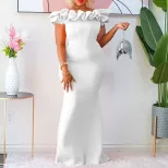 Elegant Mermaid Dress Solid Color Ruffle Trim Slim Fit Evening Gown for Special Occasions Wholes