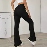 High Waisted Knit Flare Pants Slim Fit Comfortable Lightweight Spring Summer Casual Wear Wholesa