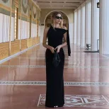Sleeveless Bodycon Dress Solid Color Comfortable Fit Sexy Asymmetrical Shoulder Spring Summer Ca