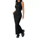 Womens Sleeveless Maxi Dress Simple Elegant Bodycon Fit Round Neck Spring Summer Fashion Wholesa