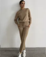 Womens Knitted Sweater Set Loose Fit Round Neck Tapered Pants Autumn Winter Casual Wear Wholesal