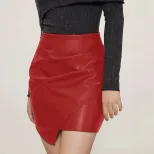 A Line PU Leather Skirt Slim Fit High Waist Stylish Design Casual or Night Out Ready to Ship