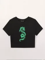 Fashionable Womens Hip Hop T Shirt Unique Dragon Print Short Sleeve Casual Style Wholesale Avail