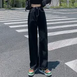 欧洲站高腰牛仔裤女2023春季新款宽松休闲韩版百搭学生直筒老爹裤