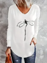 Womens Loose Fit Long Sleeve T Shirt V Neck Bamboo Fabric Summer Style Wholesale Available custo