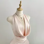 Backless Halter Dress Low Cut Fitted Waist Elegant Design Perfect for Parties and Events Ready t
