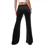 Custom Womens Velvet Wide Leg Trousers Drawstring Flattering Fit Spring Summer Style Perfect for