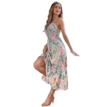 Floral Print Slip Dress Casual Style Elegant Vibe Lightweight Fabric Perfect for Summer Outings