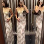 Elegant Vintage Backless Maxi Dress Sexy Low Cut Adjustable Straps Autumn Fashion Wholesale Avai