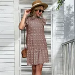 Blue Loose Floral Chiffon Dress Summer Fashion Comfortable Fit Elegant Style Wholesale Available