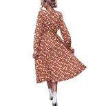 Fashionable Floral Print Tie Back Dress Womens Casual Wear Trendy Design Comfortable Fabric Perf