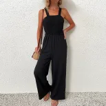 Black Wide Leg Jumpsuit Casual Comfortable Summer Fashion Perfect for Vacation or Everyday Wear Wholesale Availa