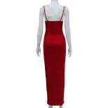 Fashionable Slim Fit Solid Color Ruffled Hem High Waist Maxi Dress for Women Elegant Sleeveless