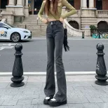 欧洲站喇叭牛仔裤女2023春秋新款学生时尚百搭显瘦休闲直筒长裤潮