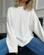 Womens Loose Fit Long Sleeve T Shirt 100 Cotton 220g Fabric Ribbed Cuffs Casual Wear Trendy Styl
