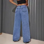 Womens Ripped Straight Leg Jeans Loose Fit Hip Hop Style Casual Wear Wholesale Available OEM ODM